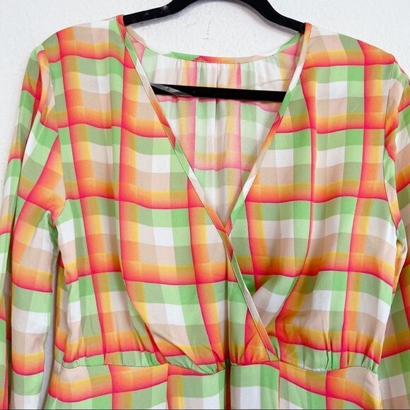Brand New VEDA Crane Crepe Dress In Landscape Plaid size P - Picture 5 of 9